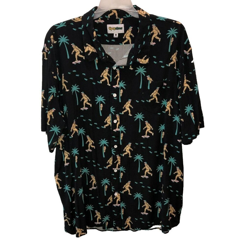 Sasquatch Shredder Hawaiian Shirt Skateboard Tipsy Elves Collar Sz 4XL Big Foot